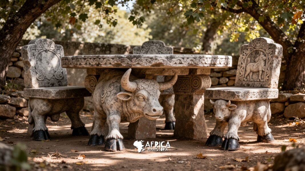 G. van Beek Identificou móveis de pedra com cascos de touro