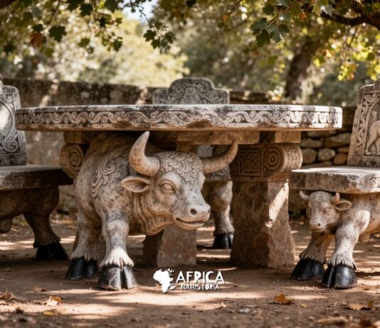 G. van Beek Identificou móveis de pedra com cascos de touro