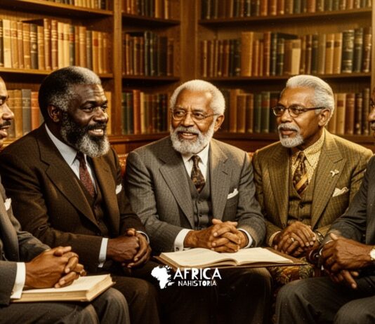 George Padmore, Paul Robeson, W. E. B. Du Bois, Marcus Garvey e Max Yergan George Padmore, Paul Robeson, W. E. B. Du Bois, Marcus Garvey e Max Yergan