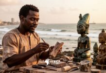 Idubor: Escultor de peças para turistas em Lagos Idubor Escultor de peças para turistas em Lagos