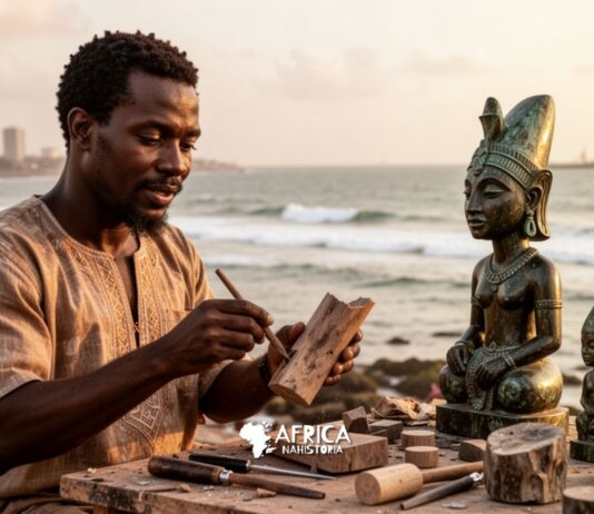 Idubor: Escultor de peças para turistas em Lagos Idubor Escultor de peças para turistas em Lagos