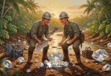 J. Janmart e J. D. Clark Trabalharam nos depósitos de aluviões das minas de diamantes em Angola