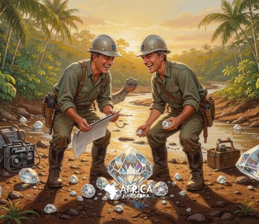 J. Janmart e J. D. Clark Trabalharam nos depósitos de aluviões das minas de diamantes em Angola