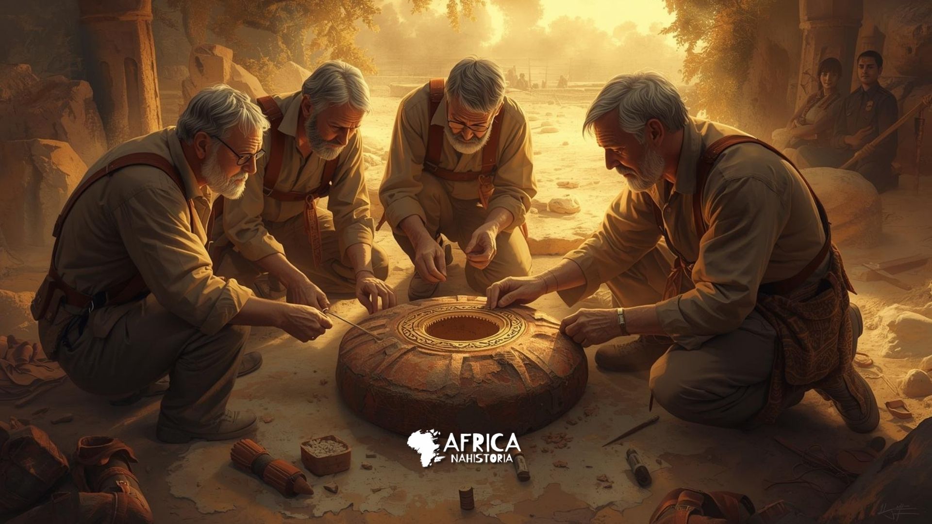 H. T. Wright, C. Allibert, A. Argan, J. Argan, C. Chanudet e P. Vérin: Arqueológos